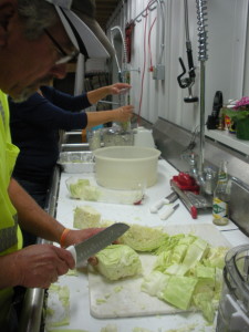 Prepping the cabbage