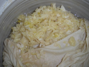 Close up of Kraut in Crock